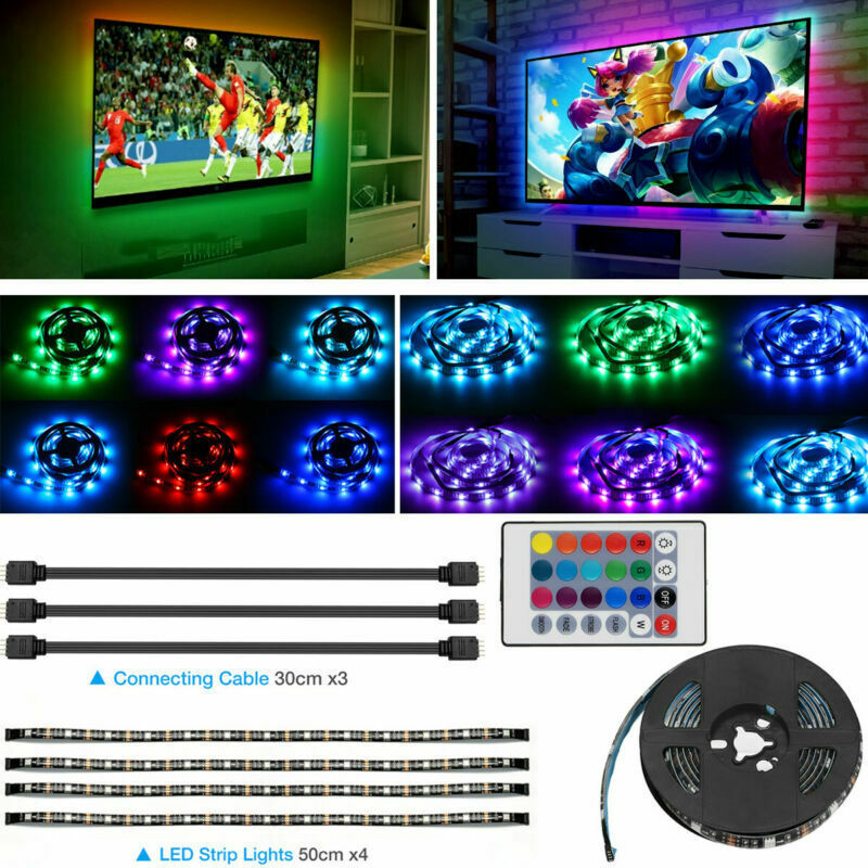 4x50CM USB RGB LED Strip Kit | 5V Backlight with Remote for TV, PC & Lamp Ambience