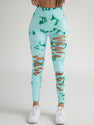 4 Pack New Style Hollow-Out Tie-Dye High-Waisted Tummy-Control Yoga Pants