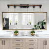42 Rustic 6-Light Vanity Light, Industrial Bathroom Wall Sconce With Glass Shades And Wood Accent, Modern Farmhouse Lighting Fixture No Bulbs