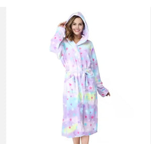 Plush Oversized Winter Flannel Bathrobe for Women with Hood