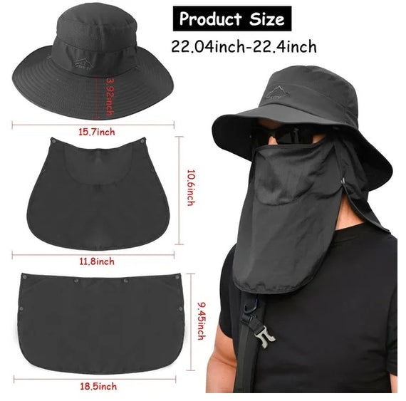Men's Wide Brim UV Protection Sun Hat | Bucket Cap for Hiking, Camping, Fishing & Safari