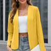 Plus Size Women's Collarless Blazer Jacket – Long Sleeve, Solid Color, Stylish & Minimalist Outerwear for Spring & Fall