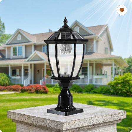Vintage Black Solar LED Lantern | Elegant Glass Outdoor Light for Pathways, Gardens, Yards & Patios (1-Pack)