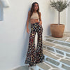 Leopard Print Mesh Floral Print Trousers