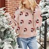Brocade Cute Puff Sleeve Christmas Sweater