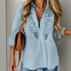 Women’s Contrast Lace Long Sleeve Button-Down Blouses | Dressy Casual Shirts for Fall Fashion