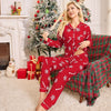 Holiday Pajamas Women's Lapel Cardigan Long Sleeve Pants Suit Women's