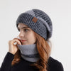 2pcs Knitted Hat Suit With Scarf Winter Two-color Hat And Thick Warm Earflaps Wool Scarf