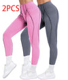 2 Pack Women's Quick Dry High Waist Tummy Control Yoga Pants Workout Leggings With Side Pockets