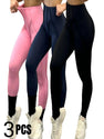 3 Pack Women's Quick Dry High Waist Tummy Control Yoga Pants Workout Leggings With Side Pockets