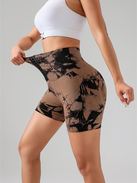 4 Pack Push Up Seamless Running Yoga Top For Women Sportswear Gym Fitness Sets 3-ROW HOOK Seamless Tie Dye Tummy Control Leggings