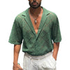 Men’s Breathable Hollow-Out Lapel Shirt – Casual Short Sleeve Summer Fashion