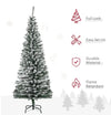 HOMCOM 6ft Artificial Snow Flocked Christmas Tree With Foldable Steel Stand Home Indoor Decoration Green