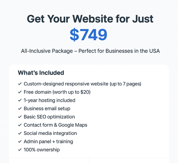 🧱 Website Offer – Only $749 (All Inclusive)(100% Refundable)
