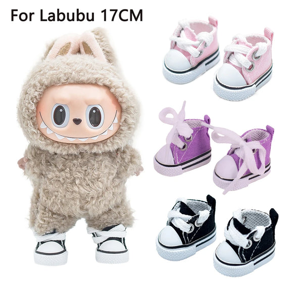 Shoes For Labubu 17cm Plush Doll Solid Color Fashion Canvas Shoes For