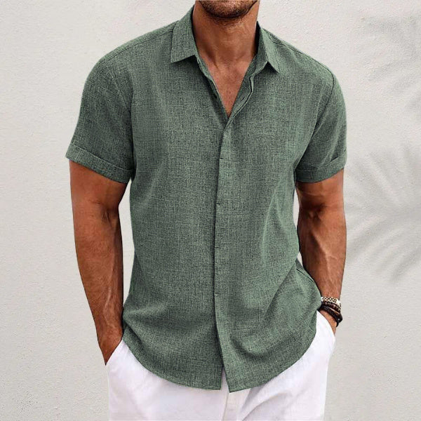 Men's Casual Loose Fit Linen T-Shirt | Solid Color Short Sleeve Summer Top