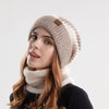 2pcs Knitted Hat Suit With Scarf Winter Two-color Hat And Thick Warm Earflaps Wool Scarf