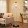 3-Light Elegant Crystal Floor Lamp  Vintage Waterfall Design With Cascading Crystal Beads And Marble Texture Base For Living Room, Bedroom, Or Office Decor  Bulb Not Included