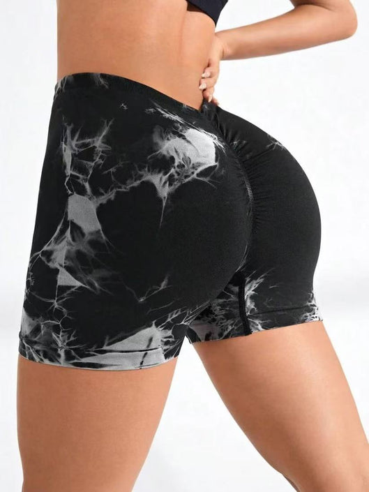 4 PACK Women Workout Shorts Tie Dye Womens Gym Scrunch Butt Lifting Workout Shorts