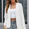 Plus Size Women's Collarless Blazer Jacket – Long Sleeve, Solid Color, Stylish & Minimalist Outerwear for Spring & Fall