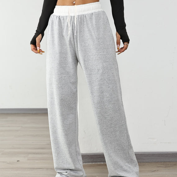 Women's Casual Sports Contrast Color Loose Comfortable Drawstring Trousers