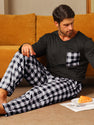 Men's Polyester Long Sleeve Pajama Set with Trousers – Comfortable & Stylish Sleepwear