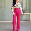 Women's Elegant High-Waisted Wide Leg Pants With Double-Breasted Buttons - Flared Trousers For Casual & Formal Wear