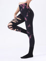 5 Pack Wholesale Fashion Women Sports Yoga High Waist Tie Dye Print Ripped Hollow Leggings Pants
