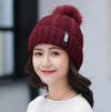 Winter Beanie Hat Scarf Set Women Warm Knitting Skull Cap