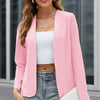 Plus Size Women's Collarless Blazer Jacket – Long Sleeve, Solid Color, Stylish & Minimalist Outerwear for Spring & Fall