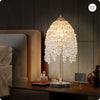 19  Elegant Crystal Table Lamp   Vintage Waterfall Design With Teardrop Grape Crystal Bead String Shades And Marble Textured Base For Living Room, Bedroom, Or Office  Bulb Not Included