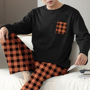 Men's Ice Silk Pajama Set – Long Sleeve & Full-Length Lounge Wear