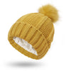 Women’s Fashion Stretchy Satin-Lined Knit Beanie – Faux Fur Pom Pom, Cozy Winter Warm Hat