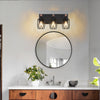 Industrial Vintage 3-Light Wall Sconce | Black Cage Design with Rustic Wooden Accents | Perfect Wall Lighting for Bathroom, Hallway & Living Room | Bulbs Not Included