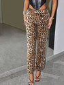 Printed Sequins Leopard Print European And American Straight-leg Trousers
