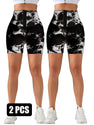 2 Pack 3-ROW HOOK Seamless Sexy Tie Dye Shorts Scrunch Butt Lifting Tummy Control High Waist Quick Drying Sports Yoga Shorts