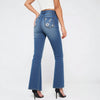 Women's High-Waist Star Patch Jeans, Wide-Leg Full-Length Jeans With A Retro Y2K Star, Light-Wash Denim For All Seasons.