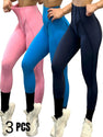 3 Pack Women's Quick Dry High Waist Tummy Control Yoga Pants Workout Leggings With Side Pockets