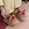 Indoor Cute One-word Cotton Slippers Autumn Women's Cartoon Fluffy Slippers
