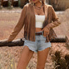 Women's Western Cowgirl Fringe Jacket | Faux Suede Tassel Crop Top | Country Concert Outfit