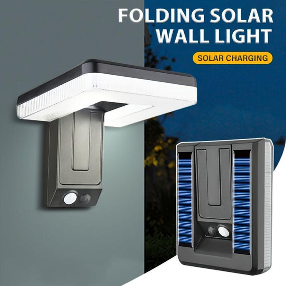 Modern Solar Motion Sensor Wall Sconce | Waterproof LED Dusk-to-Dawn Outdoor Light, Wireless Black Lamp for Porch, Patio, Garage & Home
