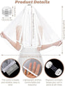 Bridal Veil Wedding Veil Weights Short 2 Tier Veil And 12 Pairs Veil Weights Magnetic Double Sided Artificial Pearls Silver Button For Bachelorette Party Bridal Shower Veil First Communion Clearance