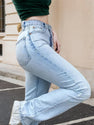 Women's High Waisted Light Colored Straight Leg Jeans, High Waisted And Cinched, High Stretch Blended Fabric, Comfortable And Versatile