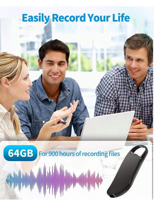 64GB Digital Voice Recorder | USB-C Fast Transfer | Smart Voice Activation & Noise Reduction | Perfect for Lectures, Meetings & Interviews | 900 Hours Storage | Premium Metal Design