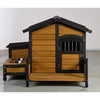 Large Wooden Dog House With Storage Box And Feeding Station, Outdoor Pet Kennel With Asphalt Roof, Porch, And Lockable Door  Weatherproof Fir Wood Dog Home For Small To Medium Dogs