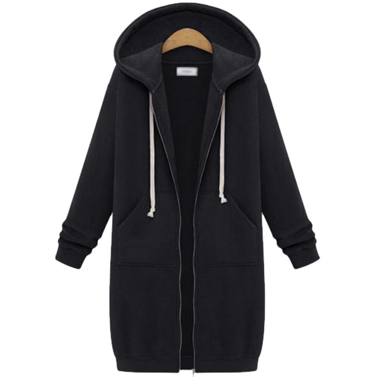 Hooded Long Sleeve Fleece Jacket – Cozy Longline Sweater Style