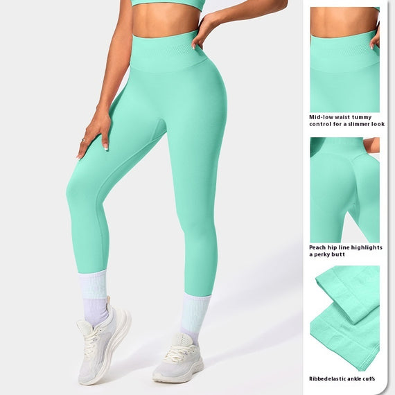 Seamless High-waisted Nine-inch Pants Pleated And Hip-lifting Fitness Pants