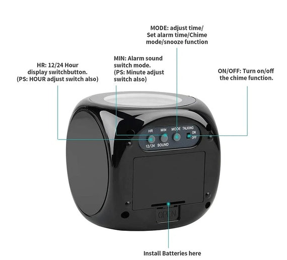 Smart LED Projection Alarm Clock | Digital LCD | Voice Alerts & Weather Updates | Snooze & USB Powered
