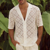 Men’s Breathable Hollow-Out Lapel Shirt – Casual Short Sleeve Summer Fashion