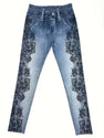 Casual Pants High Waist Print Skinny Tappered Pants